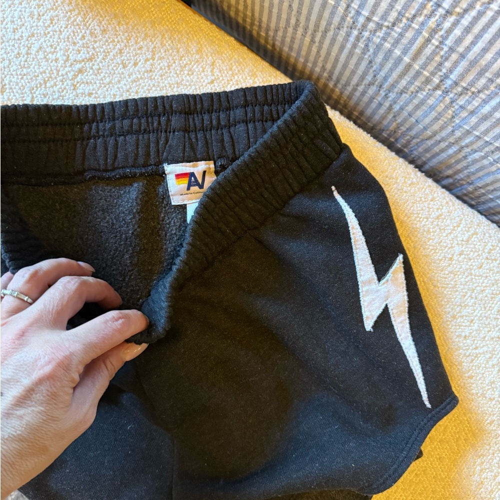 Aviator Nation BOLT STITCH LOUNGER ZIP SHORTS BLACK/WHITE - Picture 5 of 8
